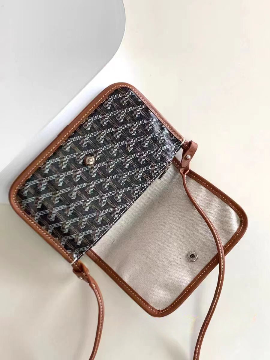 Luxury Small Shoulder Bag Canvas & Genuine Leather Top End Vintage Envelope Messenger Crossbody Handbag Phone Bags Sac a Main